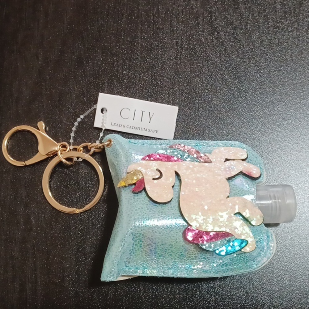 Unicorn Glitter Hand Sanitizer Holder - Blue and Pink